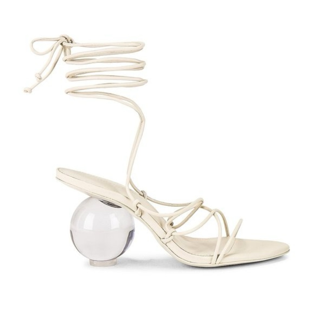 Cult Gaia Off White Strappy Leather Lace Up Su Sandal Heels Bridal